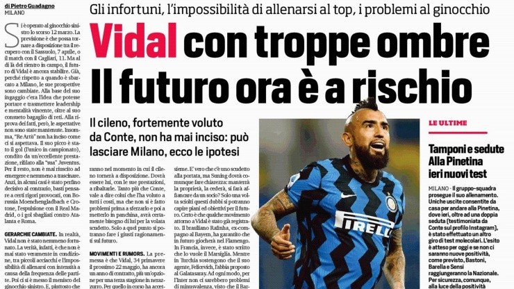 El futuro de Arturo Vidal aparece cuestionado por la prensa italiana