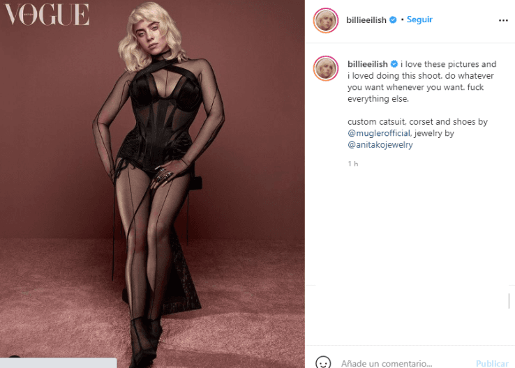 Billie Eilish en Instagram