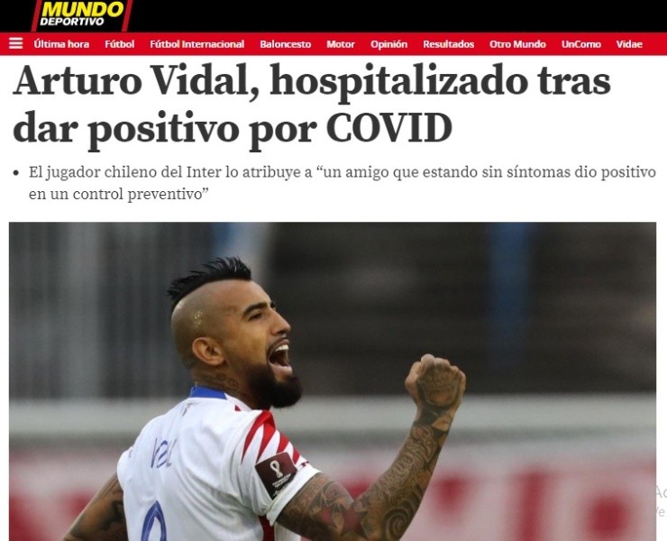 Vidal se perderá el partido ante Argentina.