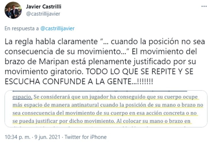 Castrilli asegura que no hubo penal de Maripán contra Bolivia Castrilli asegura que no hubo penal de Maripán contra Bolivia