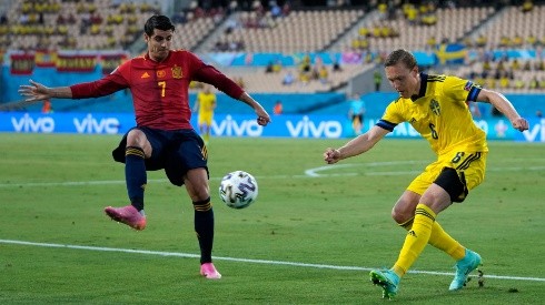 Álvaro Morata tuvo la oportunidad más clara de España ante Suecia.