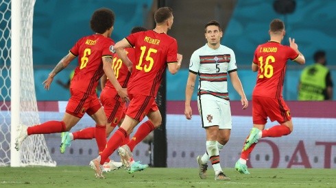 Thorgan Hazard celebra su gol ante Portugal