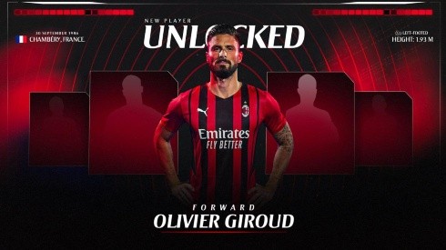 AC Milan anuncia oficialmente el fichaje de Olivier Giroud.