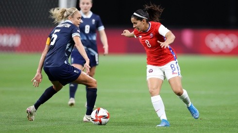 Karen Araya en el duelo de Chile contra Gran Bretaña en Tokio 2020.