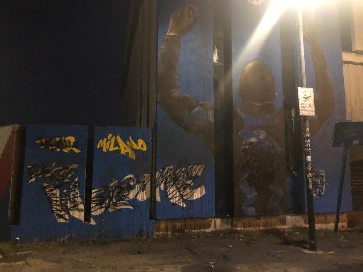 El mural de Lukaku vandalizado