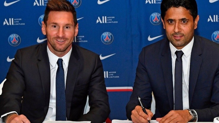 Lionel Messi en su presentación oficial con el PSG de Francia