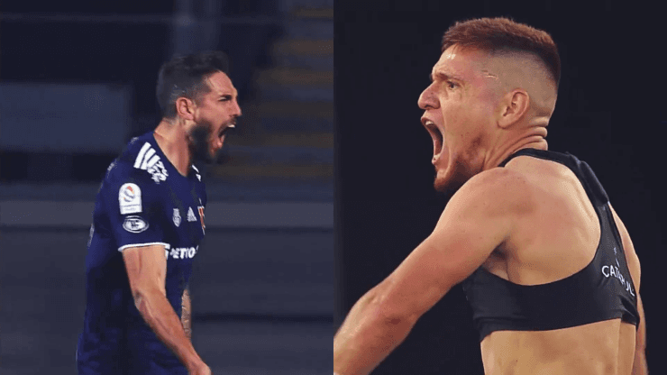 Joaquín Larrivey y Leonardo Gil se verán las caras en el Estadio El Teniente de Rancagua en un nuevo Superclásico del fútbol chileno en septiembre. | Foto: TNT Sports.
