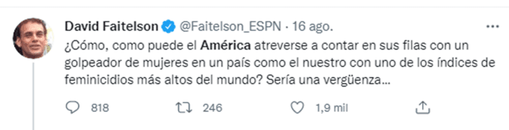 David Faitelson criticó al América por la inscripción de Renato Ibarra
