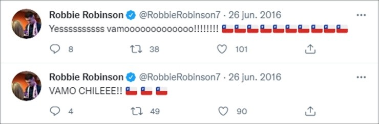 Robbie siguió al pie del cañón cada partido de la Roja rumbo al bicampeonato de América