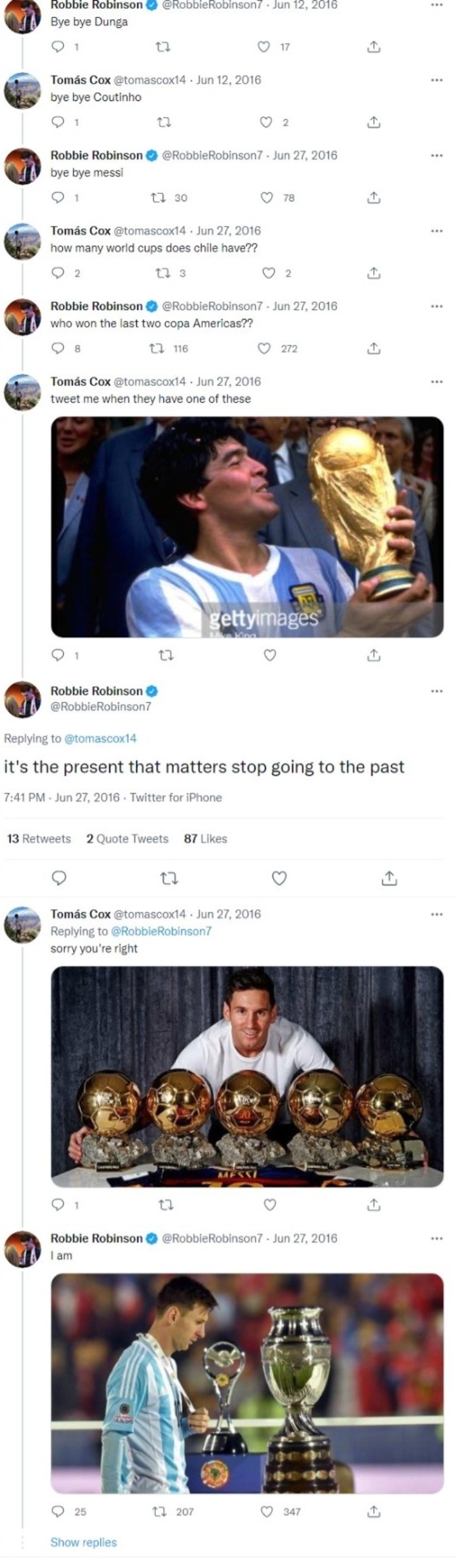 El Twitter de Robbie Robinson muestra el cariño que le tomó a la selección chilena