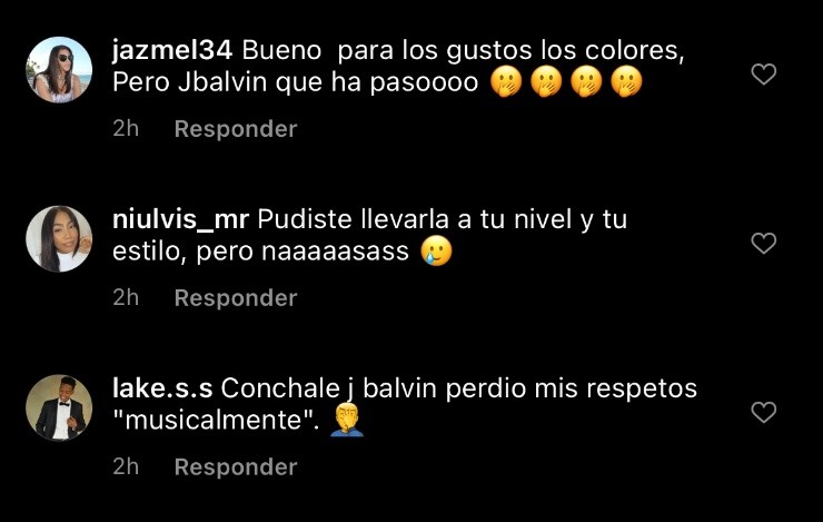 J Balvin se llena de críticas en Instagram por su nueva canción.(5)