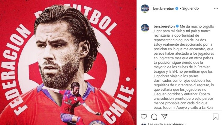 Ben Brereton Díaz lamentó su ausencia en la selección chilena