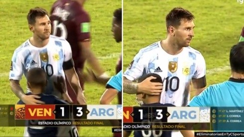 Lionel Messi le dio el abrazo al pequeño venezolano.