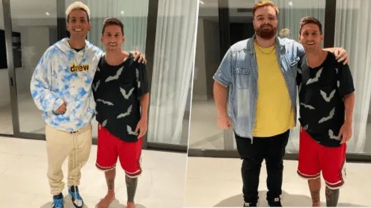 Coscu e Ibai Llanos junto a Lionel Messi