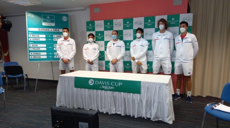 El equipo nacional en el sorteo de la Copa Davis ante Eslovaquia. Foto: @CopaDavis