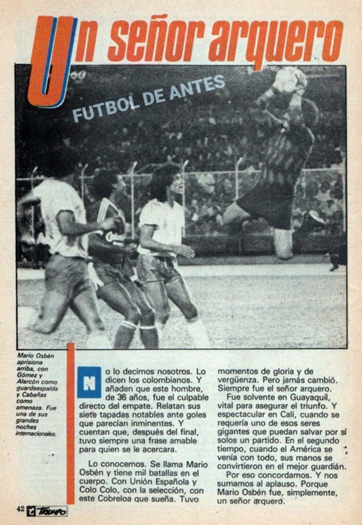 Revista Triunfo destacó la gran actuación de Mario Osbén ante uno de los rivales más duros del continente