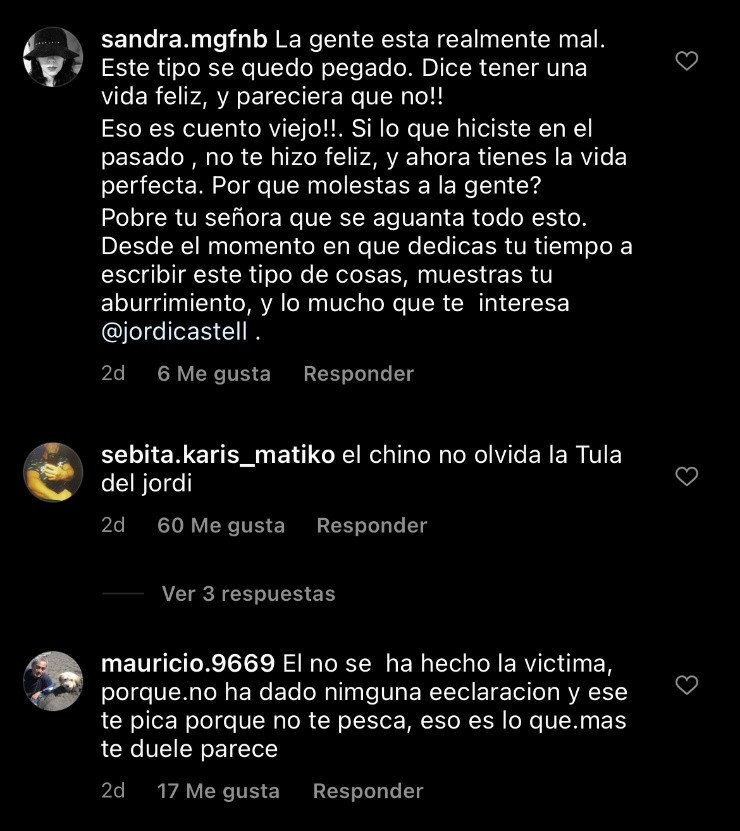 Las reacciones de la gente ante las publicaciones del Chino Ríos sobre Jordi Castell.(4)
