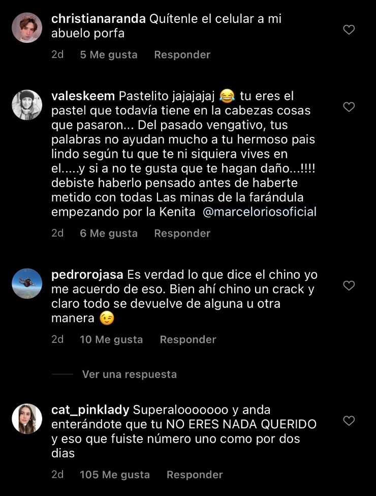 Las reacciones de la gente ante las publicaciones del Chino Ríos sobre Jordi Castell.(5)