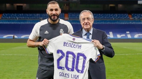 Karim Benzema y sus 200 goles con el Real Madrid en La Liga de España.