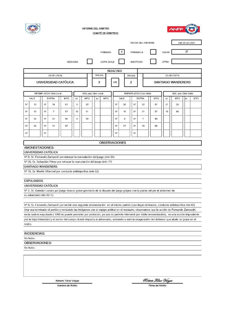El informe de Roberto Tobar