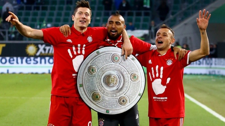 Robert Lewandowski, Arturo Vidal y Rafinha en el Bayern Múnich