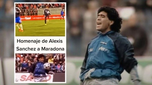 Alexis Sánchez homenajeó a Diego Maradona en el partido ante el Empoli
