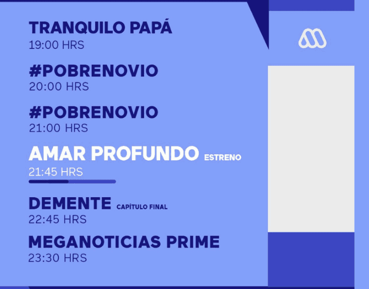 Esta es la programación del super martes de Mega, con el final de Demente y el estreno de Amar Profundo.