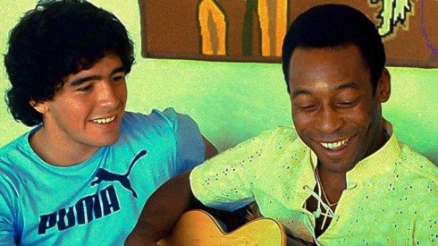 Maradona y Pelé en su juventud