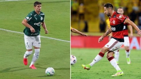 Benjamín Kuscevic y Mauricio Isla chocan en la final de Copa Libertadores.