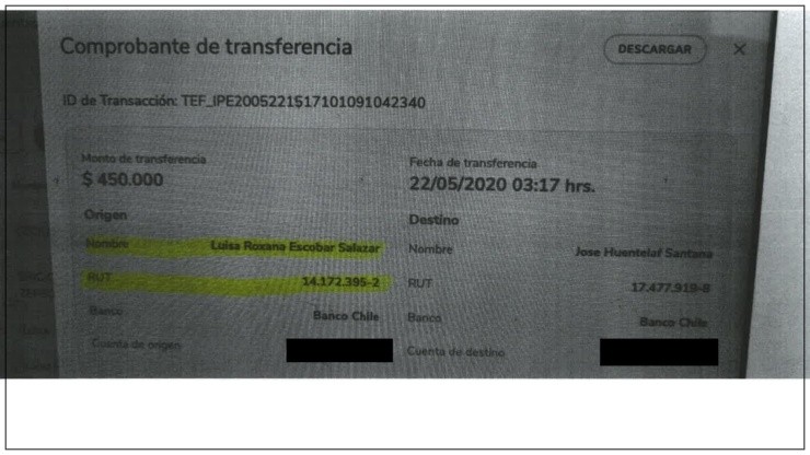 El depósito proveniente de la esposa de un director de Melipilla, la señora Luisa Escobar