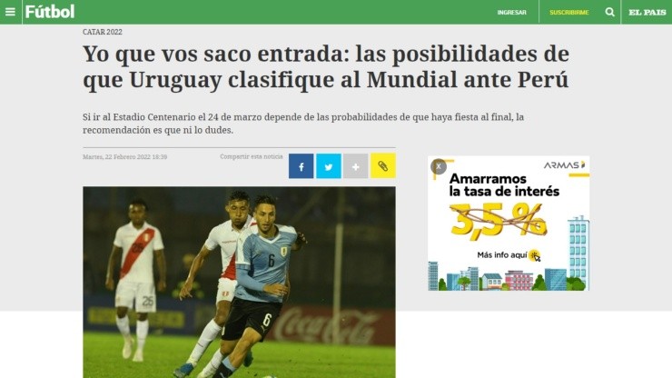 El diario El País se la juega con una proyección optimista para Uruguay el cierre de las Eliminatorias para Qatar 2022