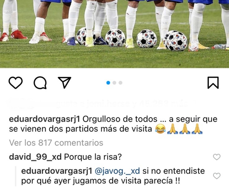 Eduardo Vargas reprochó al público del estadio Monumental tras la derrota de Chile ante Brasil en 2021