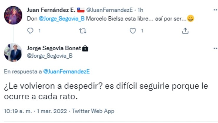 El polémico Twitter de Jorge Segovia sobre la continuidad laboral de Marcelo Bielsa