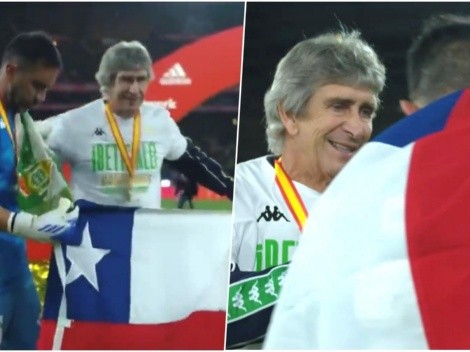 Bravo y Pellegrini campeones se funden con la bandera chilena