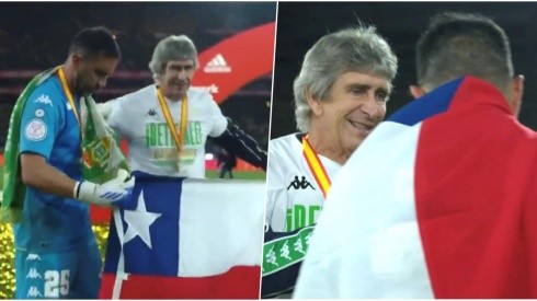 Pellegrini y Bravo: bandera chilena en los festejos del Betis campeón de la Copa del Rey.