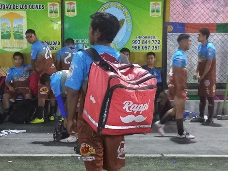 Copa Perú: jugador aprovecha entretiempo para hacer un delivery