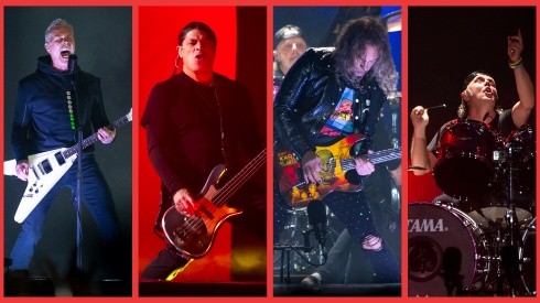 James Hetfield, Robert Trujillo, Kirk Hammett y Lars Ulrich para Metallica en Chile.