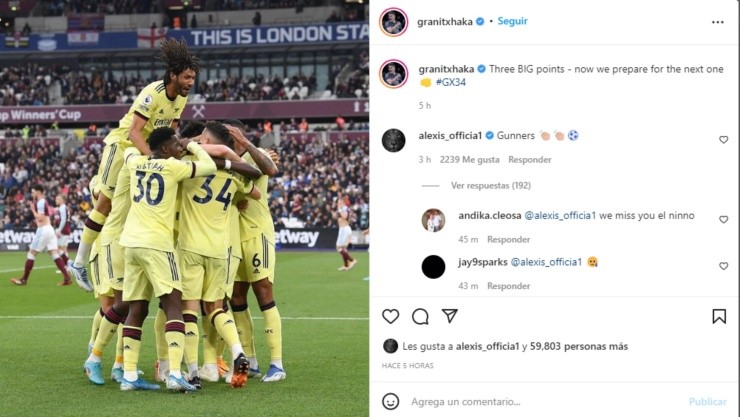 Alexis Sánchez tuvo una breve aparición en Instagram y los hinchas del Arsenal dejaron la esposa del zorro