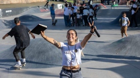 Cote Rojas en un taller de People Skate School