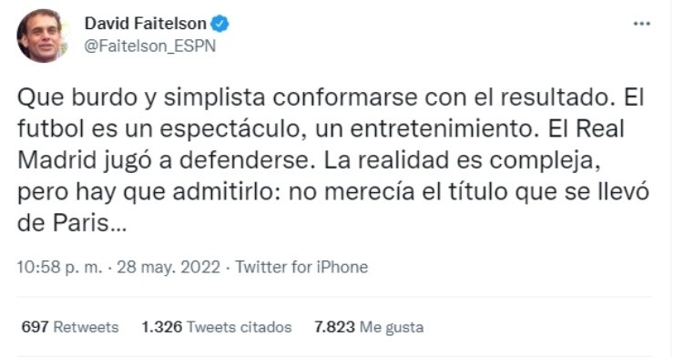 Primer acto: David Faitelson se queja del espectáculo que brindó el Real Madrid para ganar la Champions