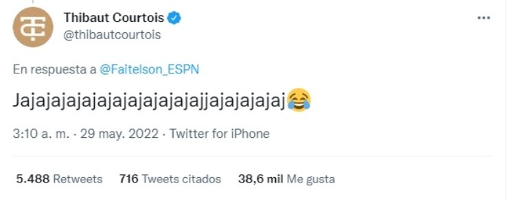 Segundo acto: Thibaut Courtois se ríe toda la noche del controvertido comentarista mexicano