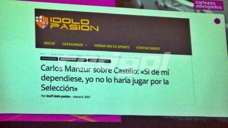 El vicepresidente de la FEF, Carlos Manzur, asegura en 2021 que si de él dependiese, &quot;yo no haría jugar a Byron Castillo por la selección&quot;