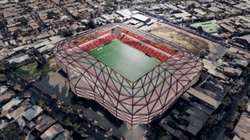 La maqueta presentada por Jorge Segovia de su proyecto con el estadio Santa Laura.