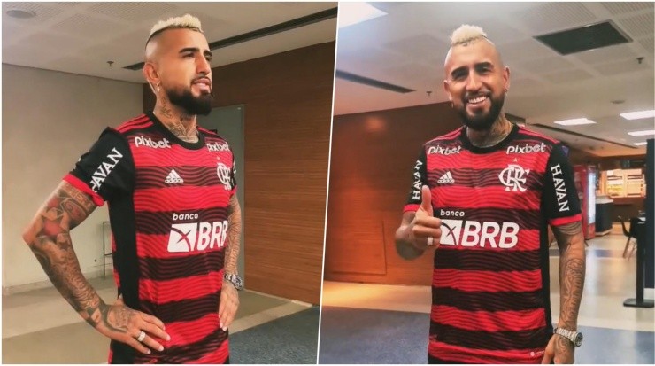 Vidal ya se puso la camiseta del Flamengo.