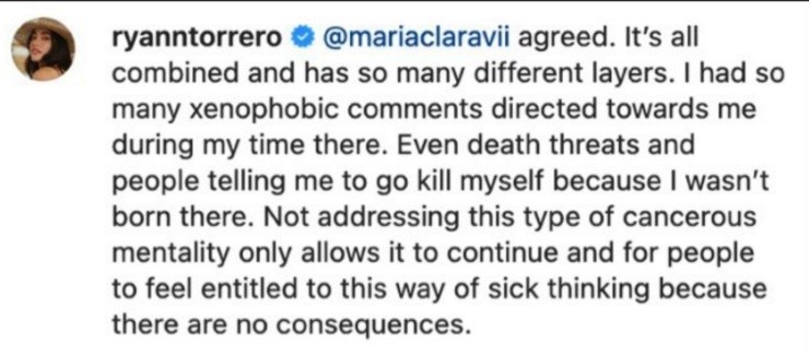 La ex arquera de la selección chilena Ryann Torrero dio cuenta del maltrato del que fue víctima durante su estancia en nuestro país