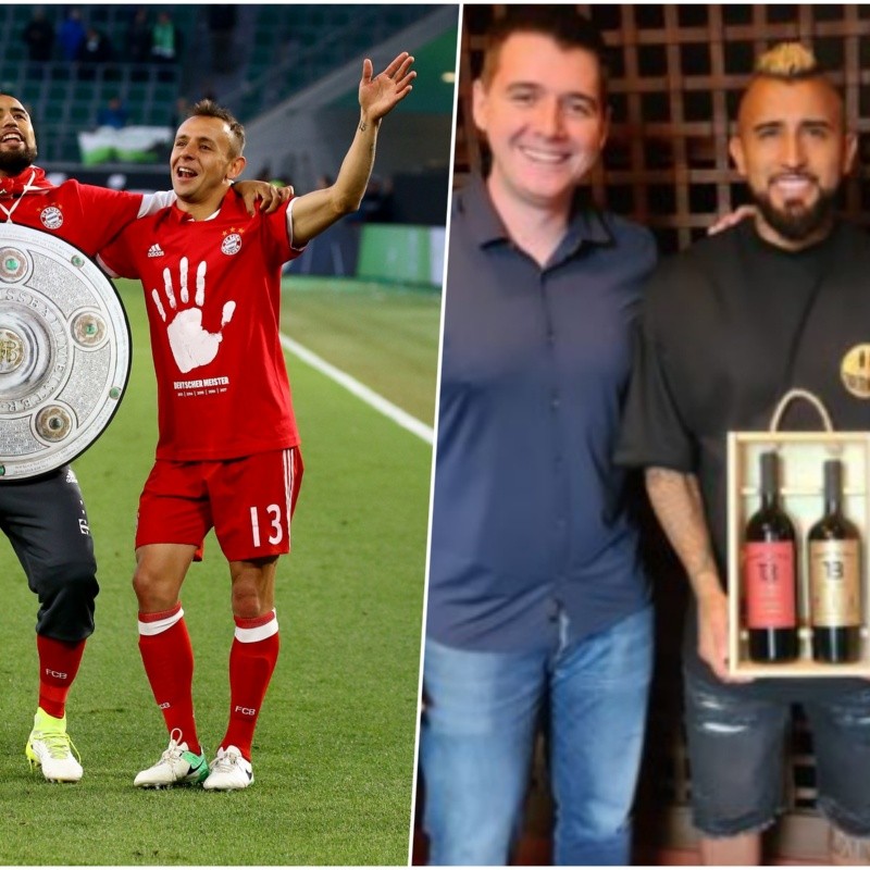 Rafinha regalonea a Arturo Vidal en su llegada a Flamengo y le envía  botellas de su exclusiva marca de vinos