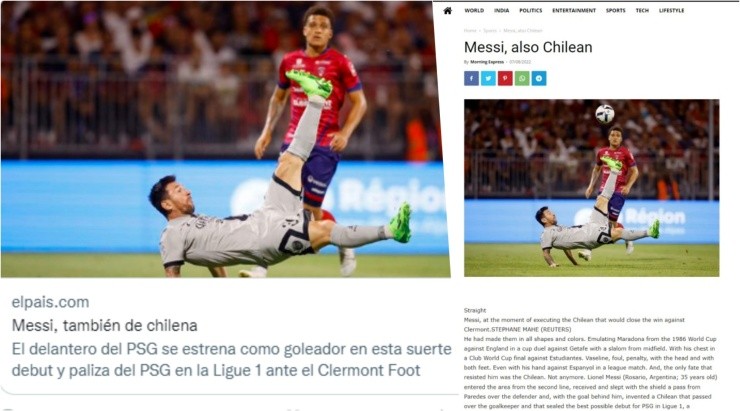 El diario El País tituló &quot;Messi, de chilena&quot; y el depositario de noticias traducidas indio Morning Express se equivocó en la transcripción al inglés