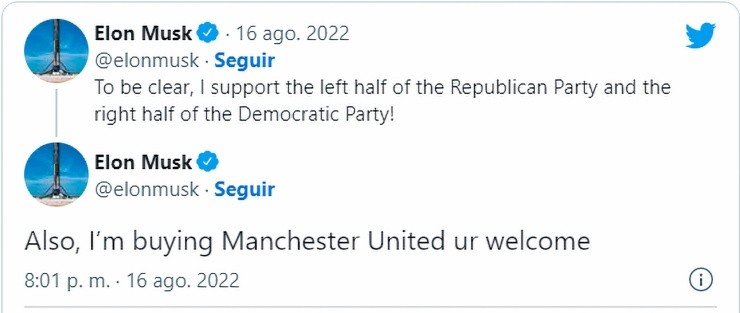 El twit de Elon Musk que revoluciona el fútbol mundial. El hombre más rico del mundo está negociando la compra de Manchester United