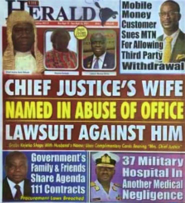 La prensa de Ghana difundió la denuncia sobre la esposa de Anin Yeboah, que se habría favorecido del cargo de su marido para obtener regalías económicas