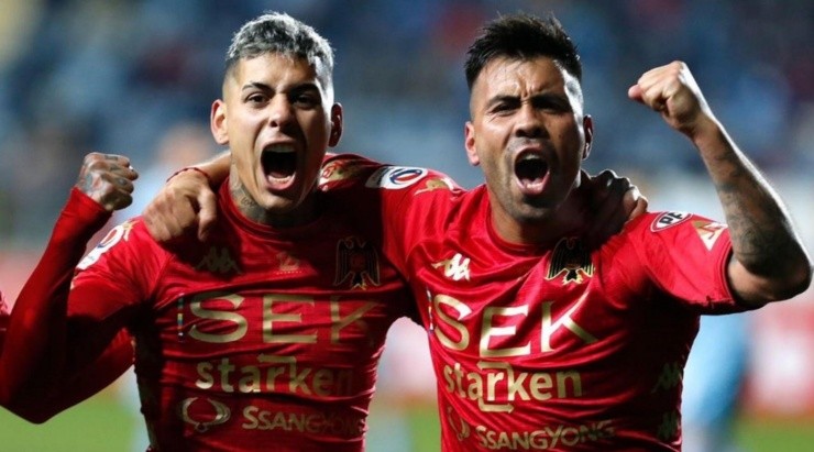 Espinoza celebrando su gol en la ida ante O’Higgins. Foto: Unión Española.